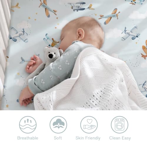 Image of Little Grape Land Crib Sheets 4 Pack for Boys and Girls, Baby Neutral Crib Fitted Sheets for Standard Crib & Toddler Mattress, Super Soft Breathable Fitted Crib Sheet Set