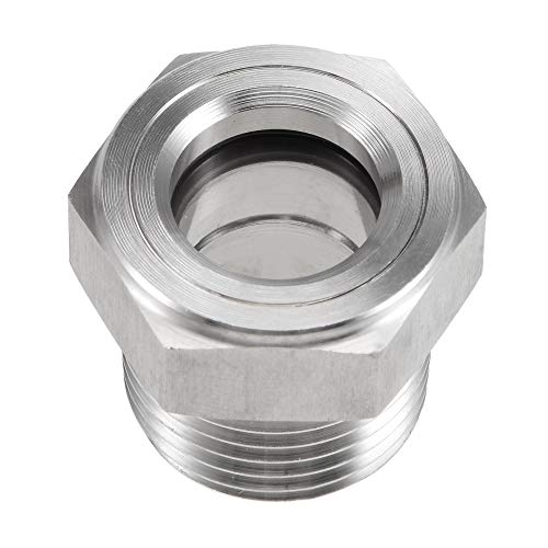 Uxcell Oil Liquid Level Gauge Sight Glass 1/2 Npt Male Threaded 304 Stainless Steel Air Compressor Fittings, Silver Tone #TOP7