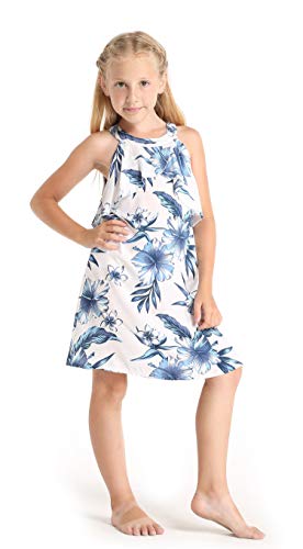 Girl Hawaiian Round Neck with Ruffle Dress in Day Dream Bloom