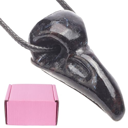 Estatua de Cráneo de Cuervo en Cristal Garnet 1.9 pulg miniatura 1