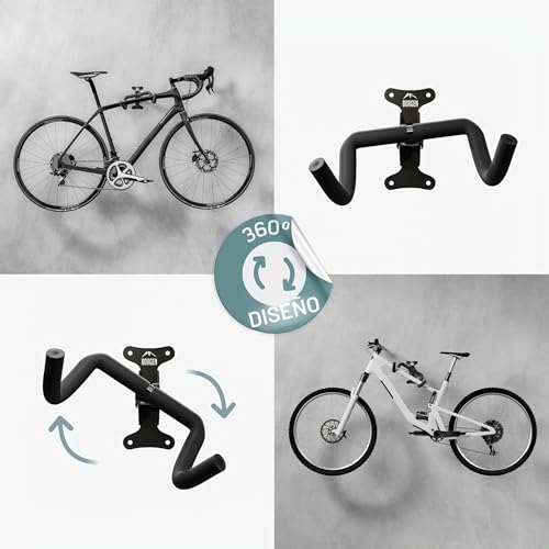 Miniatura 3 de Borgen - Soporte De Pared Para Bicicleta, Ángulo Y Distancia A La Pared Ajustable Hasta 20 Kg, Plegable, Bicicleta De Montaña, Bicicleta De Carreras, Acolchado Extra Suave