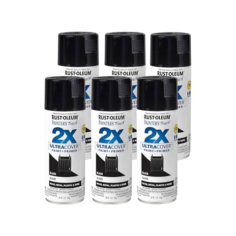 Rust-Oleum 249122 Painter's Touch 2X Ultra Cover Spray Paint, Gloss Black, 12 Ounce (Pack of 6) - Packaging May Vary Cover