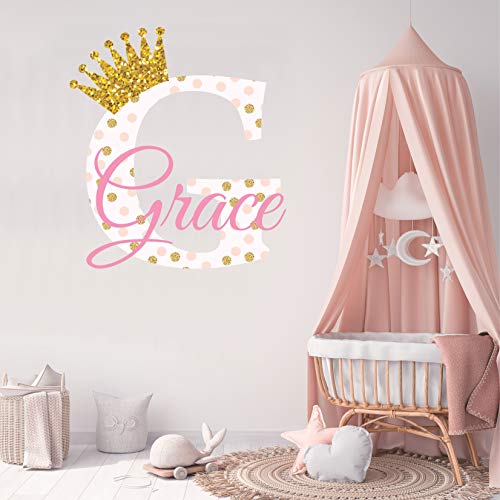 Vinilo decorativo personalizado con inicial y corona brillante para pared