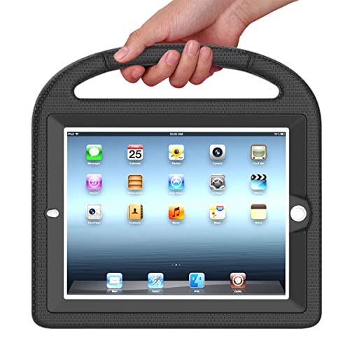 Suplik Kids Case For Ipad 2/3/4 (9.7 Inch, 2011/2012 Release Only), Durable Shockproof Kidproof Protective Handle Stand Cover With Screen Protector For Apple Ipad 9.7" 2Nd/3Rd/4Th Generation, Black #TOP7