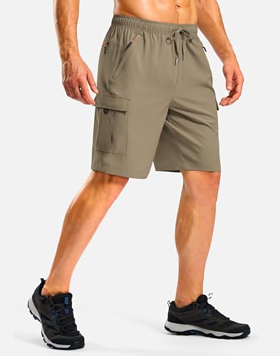 Image of Pudolla Men's Hiking Cargo Shorts with 5 Pockets Lightweight Casual Shorts