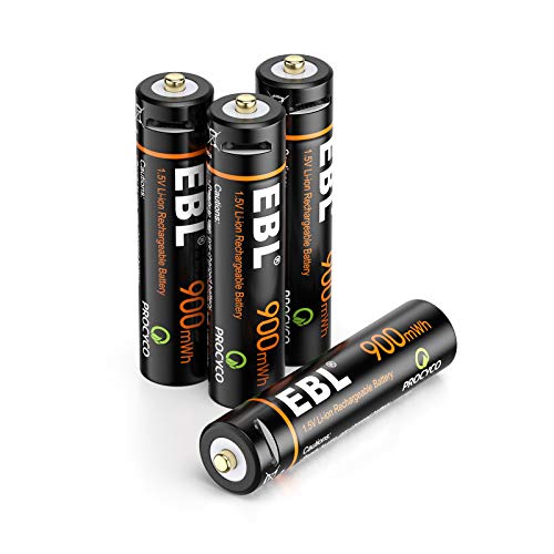 EBL Pilas AAA Recargables 900mWh Alta Capacidad con Cable Micro USB, Pilas AAA Precarga y Baja Autodescarga Pilas 900mWh (NO 900mAh)