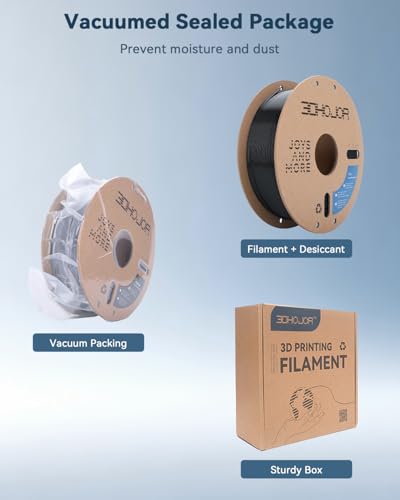 Image of 3DHoJor PLA Filament 1.75mm Black,3D Printing Filament,1kg Cardboard Spool (2.2lbs), Fit Most FDM 3D Printer,Dimensional Accuracy + /- 0.03 mm,Vacuum Packaging, No Brittle Filaments