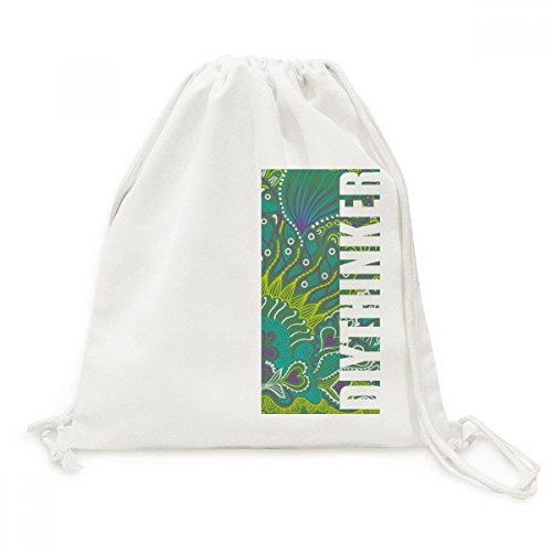 Toile drawstring backpack poissons vert sac à dos de voyage léger et souple