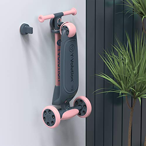 Yvolution Y Glider Nua 3-Wheel Kids Scooter – Adjustable Height, Arc-Folding Handlebar, LED Light-Up Front Wheels, Extra-Wide Deck, Ages 3-10, Pink - Thumbnail 7