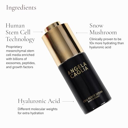 Angela Caglia Cell Forté Serum with SignalSource™ Technology, Human Stem Cell Conditioned Media for Visible Smoothness, Firmness, and Tone, 30ml / 1 fl oz