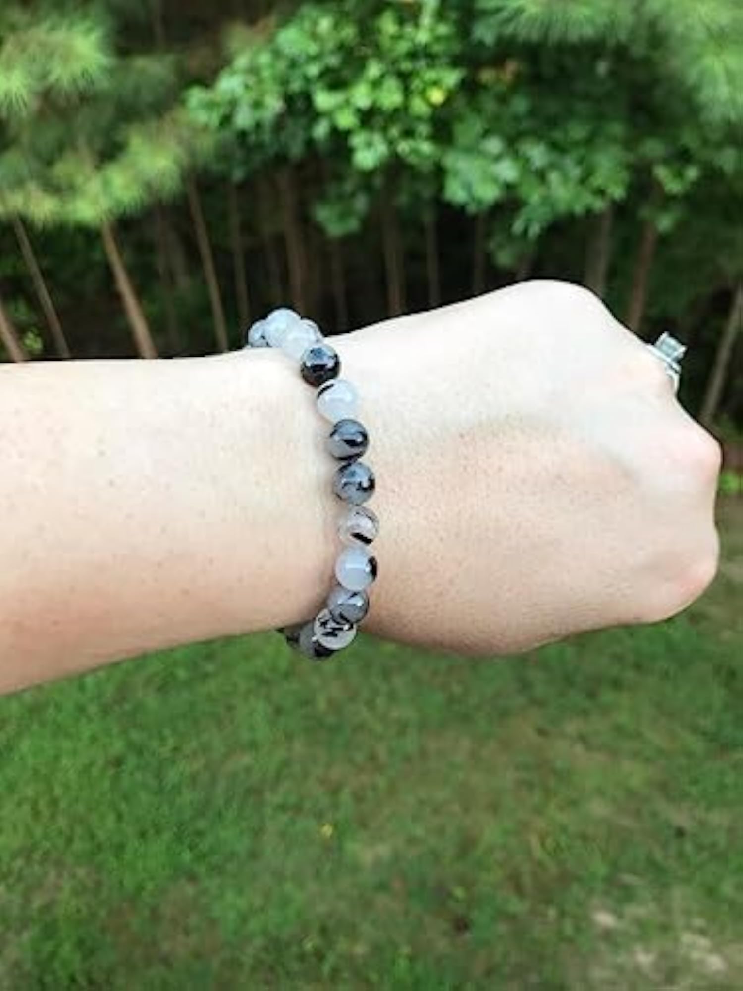 Black Rutilated Quartz Empath Protection Bracelet, 8MM