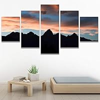 SIGNWIN 5 Panel Canvas Wall Art Modern Art Coastal Colorful Multicolor Photography Romantics Sunset for Home Decorations Ready to Hang - 60