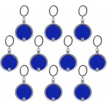 DISCOUNT PROMOS 10 Round LED Keychains - Battery included, Plastic - Blue