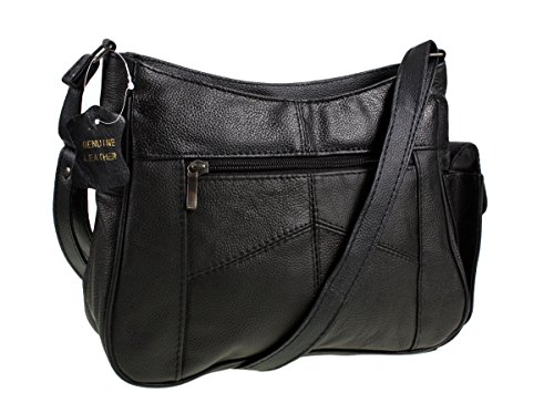Medium Sized Soft Nappa Black Leather Bag Handbag with long strap - Can be worn across the body - Image 5