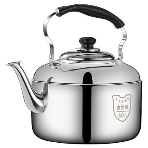 Herd-Top-Wasserkocher, 4L/5L/6L Edelstahl Pfeifkessel, Grosse Kapazität Heißes Wasser Teekessel, Passend Für Alle Herdarten (Color : Silver, Size : 4L) Herd-Top-Wasserkocher, 4L/5L/6L Edelstahl Pfeifkessel, Grosse Kapazität Heißes Wasser Teekessel, Passend Für Alle Herdarten (Color : Silver, Size : 4L)