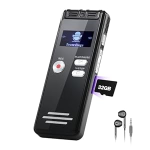 NekSide Diktiergerät Aufnahmegerät mit Playback 32GB - 1536Kpbs,One-Touch Audio Aufnahmegerät mit Rauschunterdrückung für Interviews/Klassen/Meeting