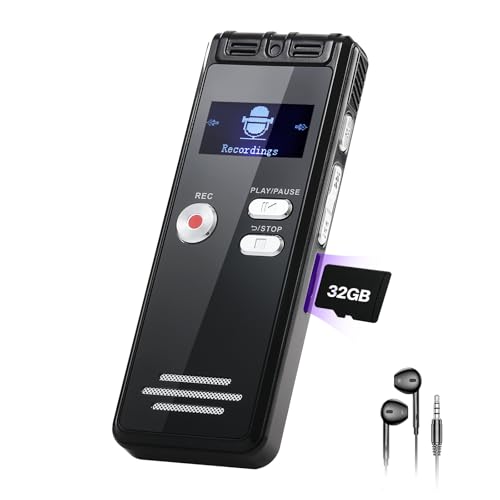 NekSide Registratore vocale con Playback 32 GB – 1536 Kpbs,