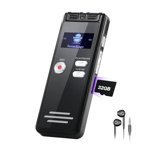 NekSide Diktiergerät Aufnahmegerät - 1536kbps Diktiergerät Digital Voice Recorder, Type-C Interface Tonbandgerät One-Touch-Aufnahme MP3, HD Dual MIC Aufnahmegerät für Vortrag, Interview, Meeting -32G