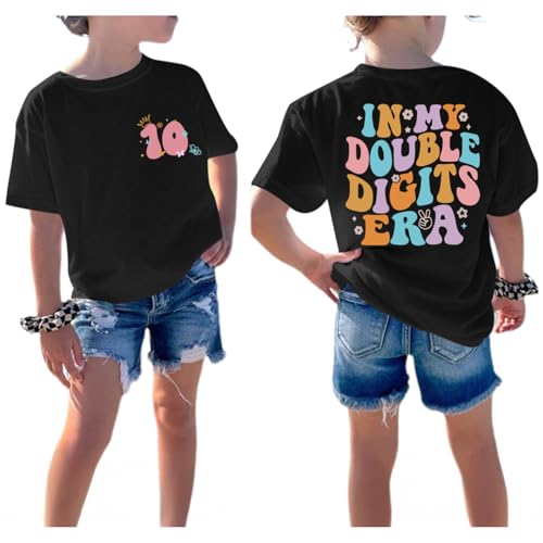 Image of Pairxily in My Double Digits Era Shirt for Girls 10th Cute 10 Year Old Girl Happy Birthday Shirts Gifts Short Sleeve Tops
