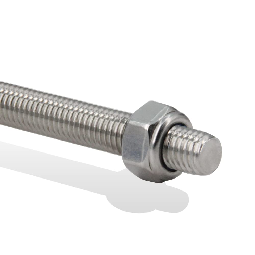 Yeebyee M12 x 250mm 304 Stainless Steel Fully Threaded Rod, Right Hand Threads 1.75mm Pitch with 10pcs Lock Nuts, 5pcs/Pack - Image 4