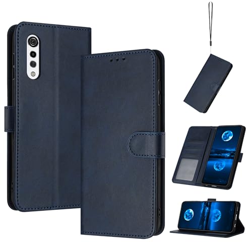 QiongniAN Compatible with LG G9 Leather Case,Compatible with LG Velvet LM-G910EMW LM-G900N LM-G900EM LM-G900TM LM-G900N Case PU Leather Phone Flip Cover Blue