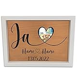 💟 Made in Germany Ja Geschenk Brautpaar Geldgeschenk Verpackung im Bilderrahmen I Hochzeitsgeschenk mit Personalisierung I Geschenkbox und Geldverpackung I Jubiläum I Verlobung I Hochzeit I Geld Geschenkideen
