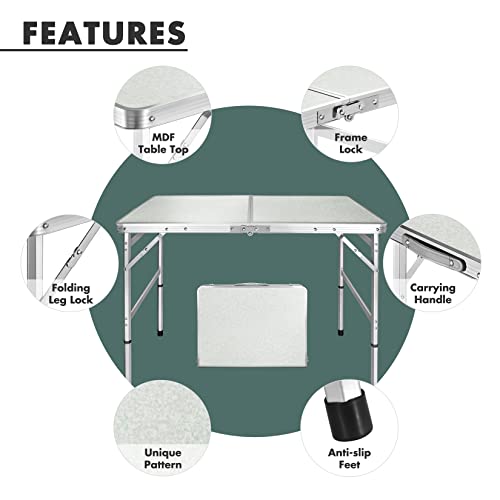 Villey Folding Camping Table, 3Ft Small Portable Lightweight Outdoor Table With Aluminum Adjustable Legs For Travel Picnic Cooking Beach #TOP4