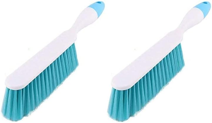 PUHUHP Long Bristle Plastic Cleaning Brush for Carpet, Car Seat, Curtains, Bedsheet, Sofa, Mats and Household General Cleaning Daily Duster (Multicolor) Set of 2