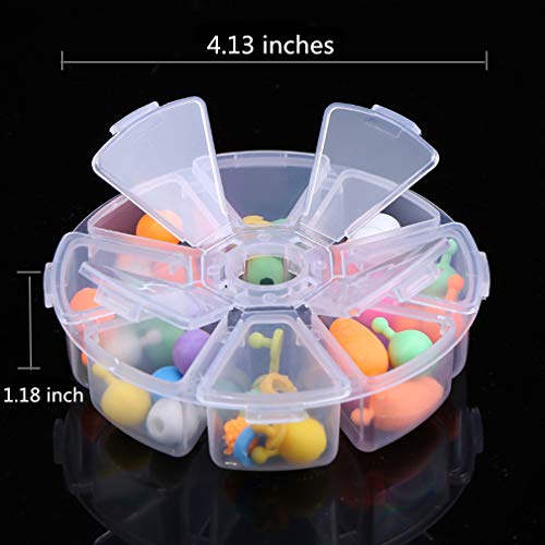 Image of 8 Girds Round Clear Plastic Storage Box, Jewelry and Crafts Organizer Container(2 Pack)