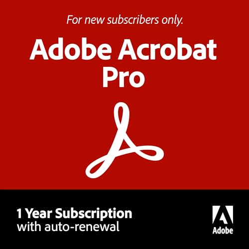 Adobe Acrobat Pro | PDF Software | Convert, Edit, E-Sign, Protect | 12-Month Subscription with Auto-Renewal | PC/Mac