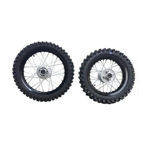 Set di cerchi in alluminio anodizzati 14" / 17" per moto da cross, pit bike, nero