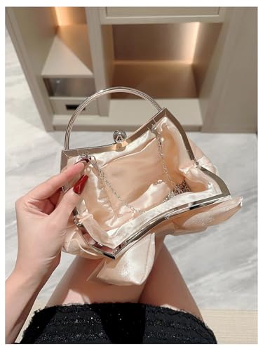 Image of Verdusa Women's Bowknot Evening Bag Ruched Clutch Purse Party Handbag with Chain Strap