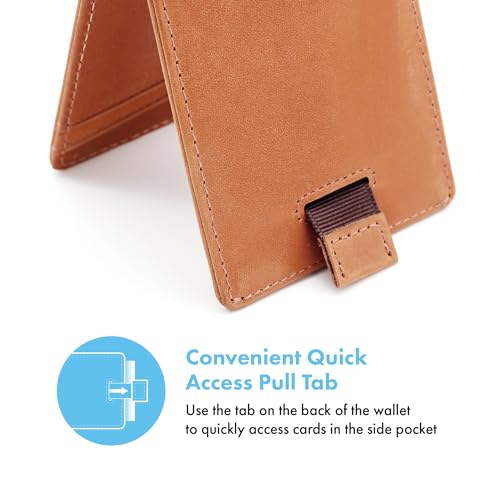 RFID Blocking Slim Bifold Genuine Leather Minimalist Wallet for Men with Money Clip Pull Strap Easy Card Pullout (Minimalist Bifold Wallet without Personalization, Sonoran Desert)4