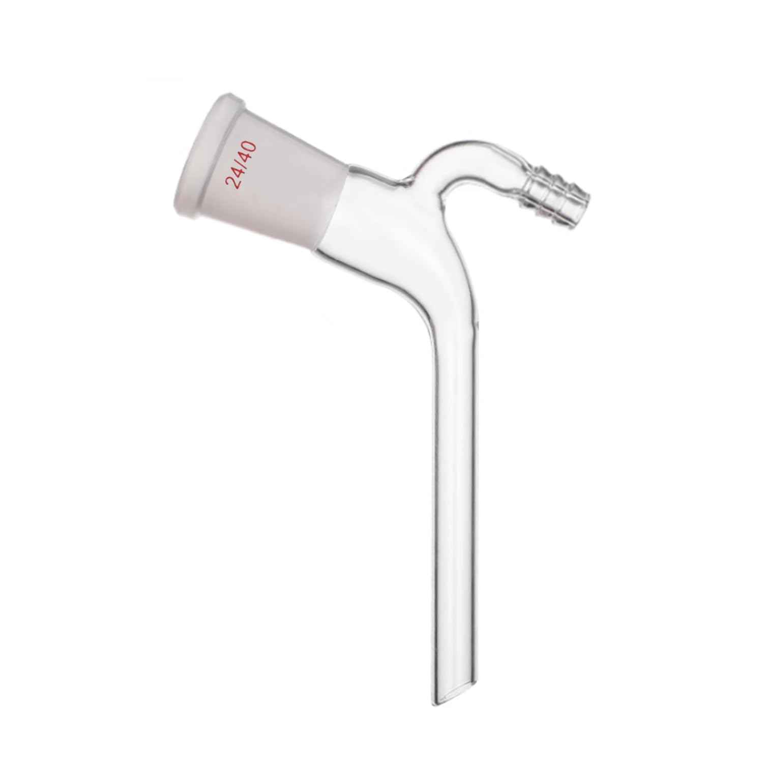 Deschem 24/40 Distilling Glass Adapter W/Hose Connection 105 Degree Bent Lab Glassware