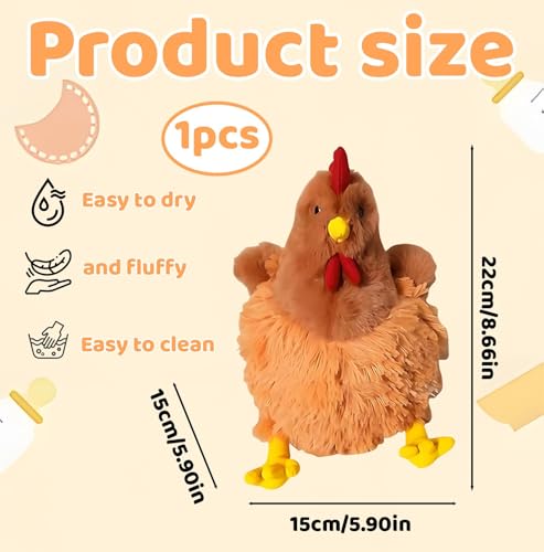 DvBCNMe Huhn Kuscheltier, 22 cm Weiche Plush Kuscheltier Huhn, Simulation Tier HüHnchen Haustiere, Realistische Wilde HüHnchen Plush Spielzeug, Spiele FüR Jungen Und MäDchen Und Ostergeschenke