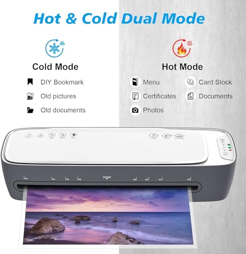 Laminator Machine and Sheets 13-Inch, Laminating Machine 11x17 Cold Thermal Laminator, 9 in 1 Lamination Machine 60s Warm-Up No Jam, Laminate Machine for Home/School/Office use image 4