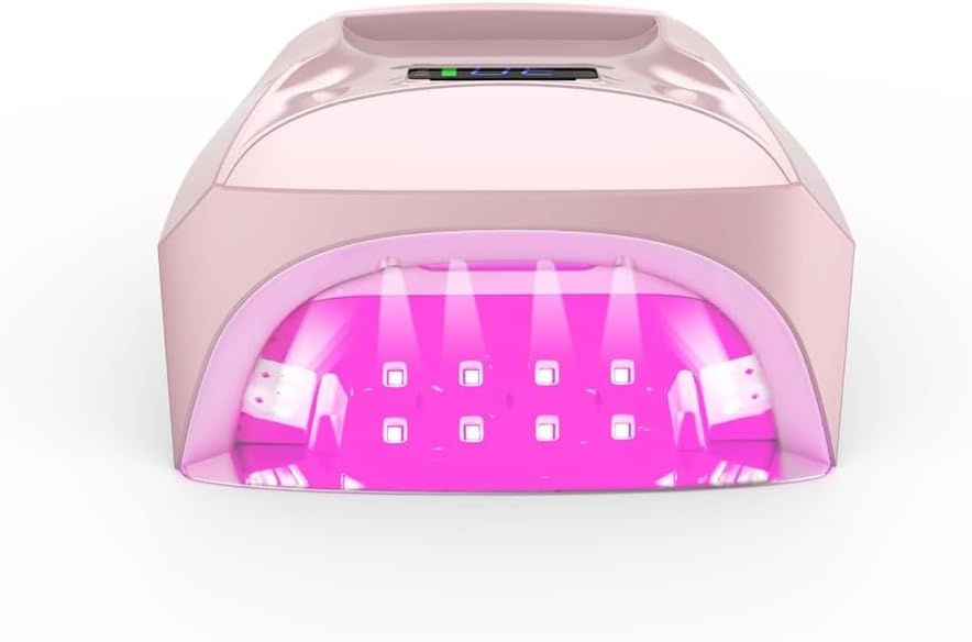 96W Red Light Nail Lamp Nail Dryer Lamp Rechargeable for Nails Eyes Protection UV Lamp for Gel Nails Gel Nail Polish Curing Dryer Home Salon Tool,Pink