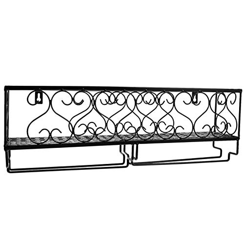 Cabilock 1pc Wall Mounted Wine Organizer Rack Iron Hanging Storage for Bottles Glasses Easy to Clean Multifunctional Wine Holder Stylish Decor Black Design