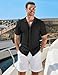 COOFANDY Mens Casual Waffle Knit Shirts Button Up Short Sleeve Shirts Beach Summer Wedding Dress Shirt Loose Fit Shirts Black
