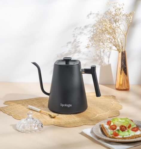 Image of Sipologie Precision Electric Gooseneck Kettle - Fast Heating, Customizable Temperature, Keep Warm Feature, Auto Shut-Off, Stainless Steel Construction, 1200W, 1L