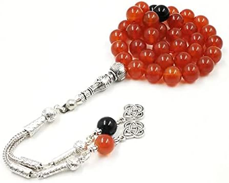 ALBASHAN Natural Red Agate with Onyx 33 Tasbih Islam misbaha Muslim bracelet prayer beads 33 66 99beads stone Rosary