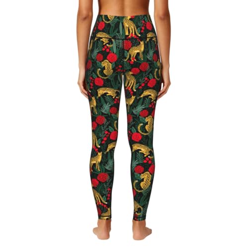 Pantalones de yoga con bolsillos para mujer mallas deportivas de leopardo que estilizan 4