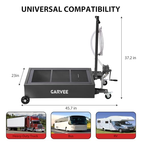 Image of Garvee 20 Gallon Oil Drain Pan Oil Drain Tank, 76L Low Profile Oil Drain Pan, Oil Change Pan with Manual Pump & T Foldable Hand and Wheels, 8FT Hose Oil Drain Cart (Hand Pump-Black)
