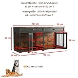 Hundekäfig Schrank XXL, Hundekäfig mit 2 Schubladen und 2 Türen, Hundebox für Zuhause Große/Mittlere Hunde,Beistelltisch, Hundehütte Indoor, Hundehaus für Zuhause, Schwarz, 164 x 60 x 80 cm, Eisen