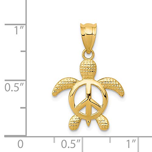 14k Yellow Gold Peace Turtle Pendant Charm Necklace Animal Fish Sea Life Amphibian Reptile Fine Jewelry For Women Gifts For Her - Thumbnail 2