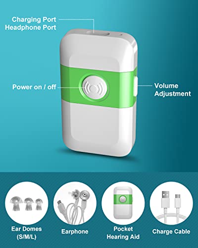 Hearing Aids For Seniors-Rechargeable With Noise Cancelling Hearing Amplifier Pocket Talker Hearing Loss, Holfenry Jks50F Pocket Hearing Aids Gift For Mother/Father,For Two Ear #TOP6