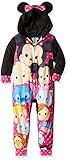 Disney Girls' Little Girls' Tsum Tsum Minnie Mouse Hooded Fleece Blanket Sleeper, Black, 6