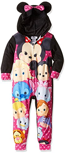 Disney Girls' Little Girls' Tsum Tsum Minnie Mouse Hooded Fleece Blanket Sleeper, Black, 6