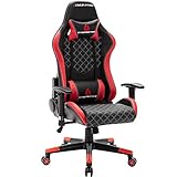 Gaming Desk Chair, Reclining Ergonomic Leather Computer Chair, Racing Style Gaming Chair for Adults, Height Adjustment Chair, Swivel Gamer Chairs with Headrest Armrest and Lumbar Support