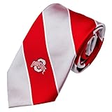 NCAA Men's Ohio State Buckeyes Striped Necktie, Scarlet/Grey